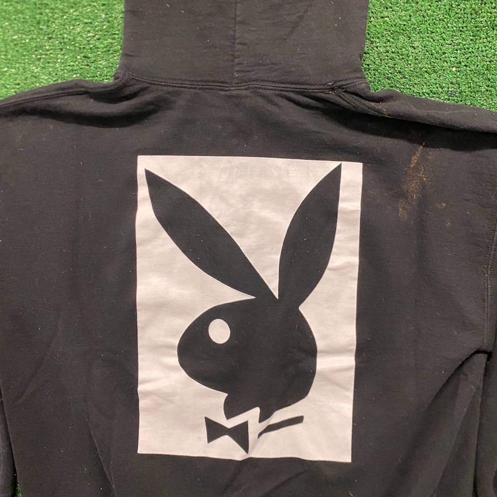 Playboy Bunny Hoodie Sweatshirt Black XL Spell Out Edgy Skater Grunge Streetwear - Picture 4 of 4